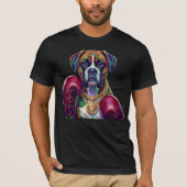 Pop Art Boxer Dog Boxing front and back print Tシャツ (正面)
