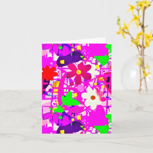 Pop art  bright flowers カード (黄色い花)