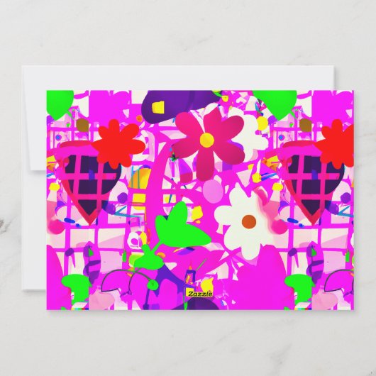 Pop art  bright flowers シーズンカード (裏面)