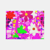 Pop art  bright flowers フリースブランケット (正面(横))