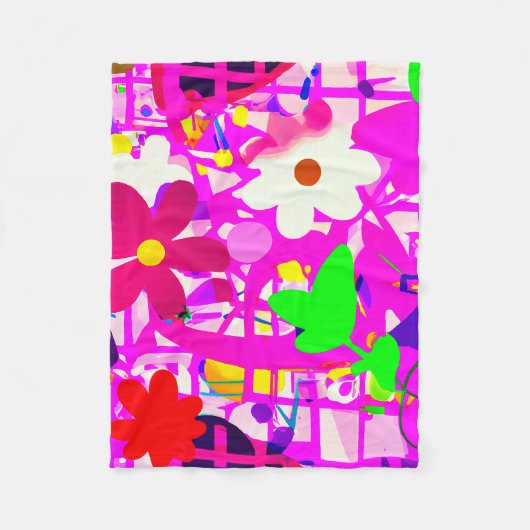 Pop art  bright flowers フリースブランケット (正面)
