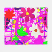Pop art  bright flowers フリースブランケット (正面(横))