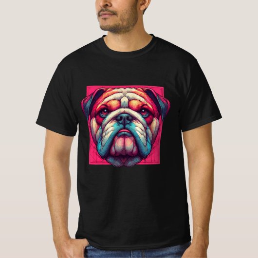 Pop Art Bulldog Tシャツ (正面)