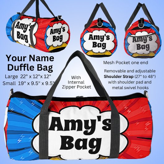 POP ART Burst 名前変更可能、MY BAG! ダッフルバッグ