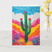 Pop Art Cactus Southwest Stationery カード (黄色い花)
