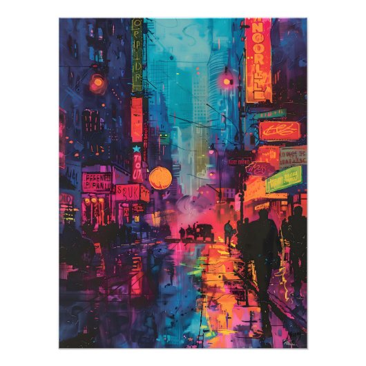 Pop Art: Calle de la Ciudad Nocturna フォトプリント (正面)