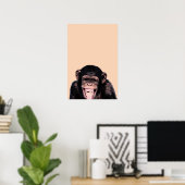 Pop Art Chimpanzee Sticking Tongue Out ポスター (ホームオフィス)