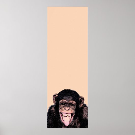 Pop Art Chimpanzee Sticking Tongue Out ポスター (正面)