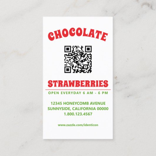 pop art chocolate strawberries with qr code 名刺 (裏面)