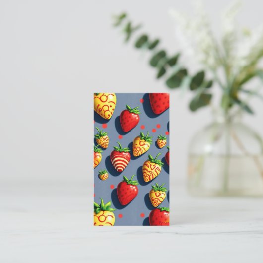 pop art chocolate strawberries with qr code 名刺 (スタンド正面)