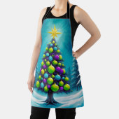 Pop Art Christmas with Neon Green Blue Purple エプロン (インサイチュ)