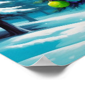 Pop Art Christmas with Neon Green Blue Purple  ポスター (角)