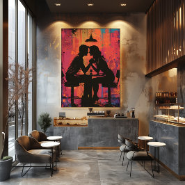 Pop Art: Cita Romántica en Silueta フォトプリント