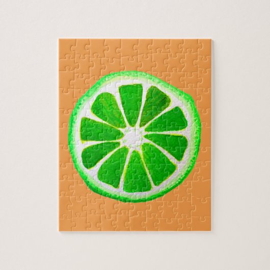 Pop art citrus lime fruit original watercolour ジグソーパズル (縦)