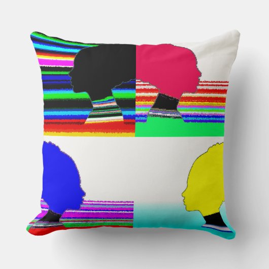 Pop Art Color Faces – Abstract Pillow クッション (正面)