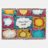 Pop Art Comic Panel Throw Blanket スローブランケット (正面)