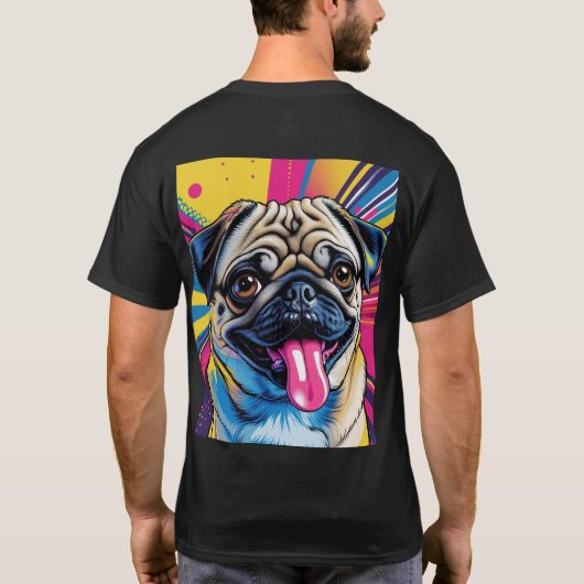 Pop Art de Pug 01 Tシャツ (裏面)