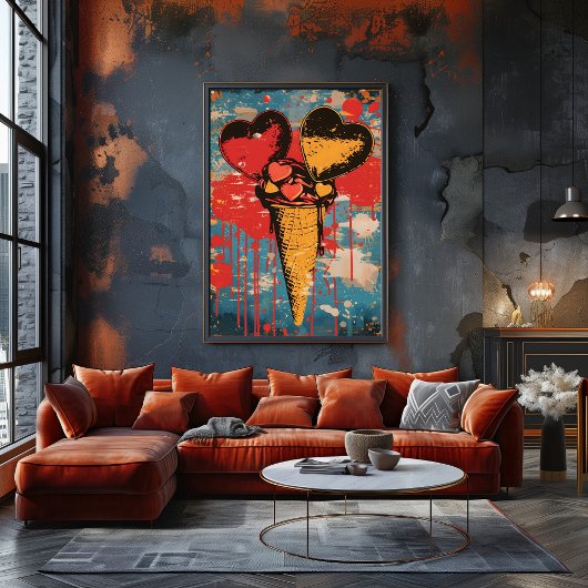 Pop Art Dulce: Helado de Corazones フォトプリント