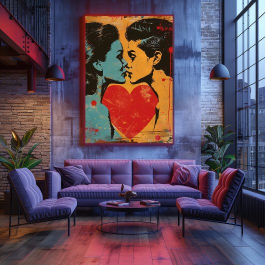 Pop Art Elegante: Amor Entre Mujeres フォトプリント