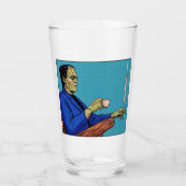 Pop Art Frankenstein Monster Drinking Tea Halftone タンブラーグラス (正面)