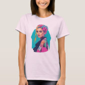 Pop-Art Frauenportrait - Stilvoll in die 80er Tシャツ (正面)
