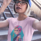 Pop-Art Frauenportrait - Stilvoll in die 80er Tシャツ