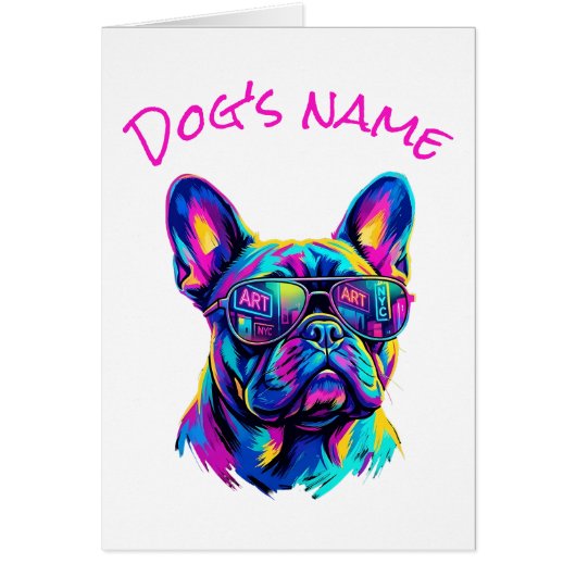 Pop Art French Bulldog NYC Custom Name Card (正面)