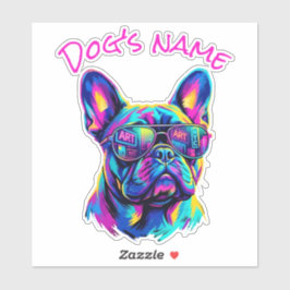 Pop Art French Bulldog NYC Personalized Name シール