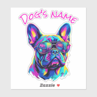 Pop Art French Bulldog NYC Personalized Name シール
