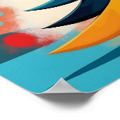 Pop Art Geometric Christmas Feathered Branches ポスター (角)