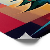 Pop Art Geometric Christmas Tree on Squares ポスター (角)