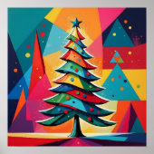 Pop Art Geometric Layered Christmas Tree  ポスター (正面)