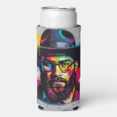 Pop art graffiti of a Jewish man スリム缶クーラー (Seltzer正面)