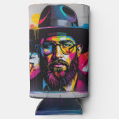 Pop art graffiti of a Jewish man スリム缶クーラー (裏面)