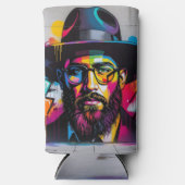 Pop art graffiti of a Jewish man スリム缶クーラー (正面)