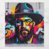 Pop art graffiti of a Jewish man ワインラベル (シングルラベル)