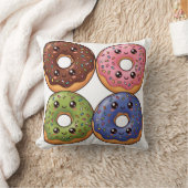 Pop Art Iced Donuts Kawaii Cushion Pillow クッション (ブランケット)