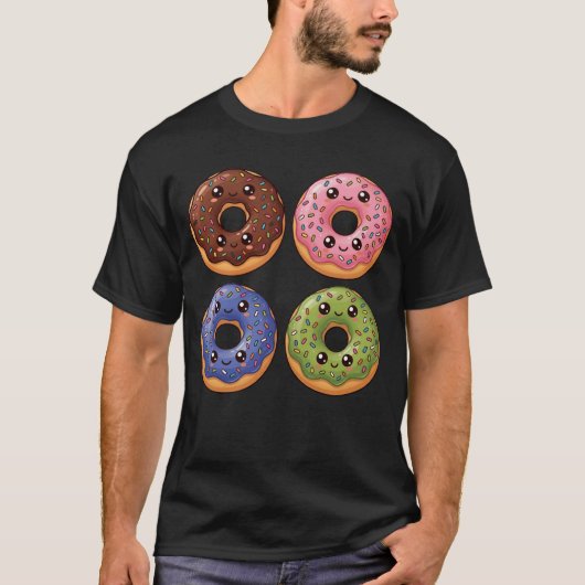 Pop Art Iced Donuts Kawaii T-Shirt Tシャツ (正面)