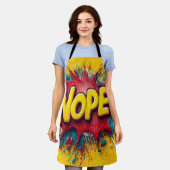 Pop Art Illustration with Bold Yellow 'NOPE エプロン (着用した状態)