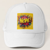 Pop Art Illustration with Bold Yellow 'NOPE キャップ (正面)