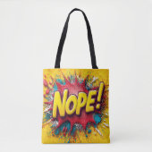 Pop Art Illustration with Bold Yellow 'NOPE トートバッグ (正面)