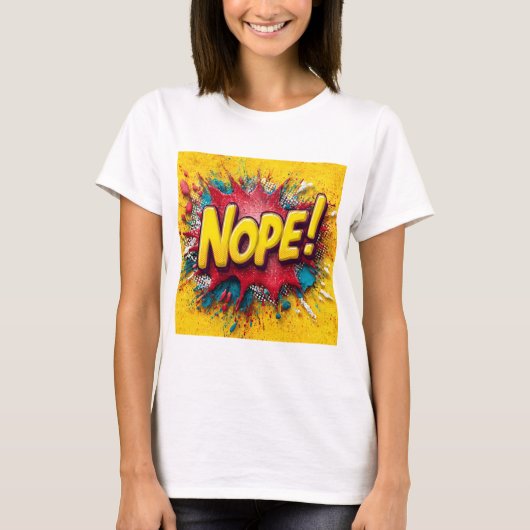 Pop Art Illustration with Bold Yellow 'NOPE Tシャツ (正面)