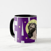 Pop Art Jesus Christ Purple Faith Mug - Taza Crist マグカップ (正面左)