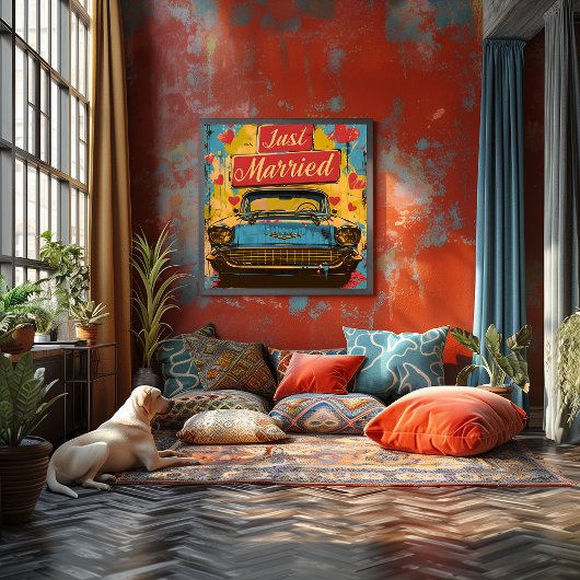 Pop Art: Just Married Retro フォトプリント