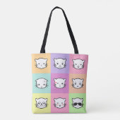Pop Art Kawaii Cat Emoji Mix トートバッグ (裏面)