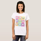 Pop Art Kawaii Cat Emoji Tシャツ (正面フル)