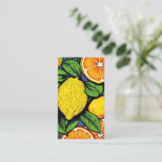 pop art lemons limes with qr code 名刺 (スタンド正面)