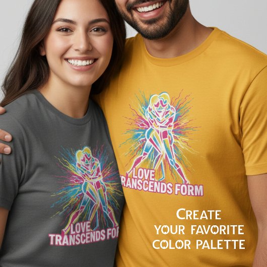 Pop Art Love Transcends Form Cyberpunk Couple Grap Tシャツ