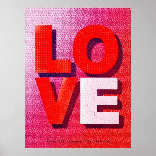 Pop Art LOVE Typography Abstract Valentine design  ポスター (正面)