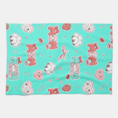 Pop Art MOM Love Pattern in Turquoise (3) キッチンタオル (横)